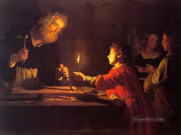 La infancia de Cristo con velas nocturnas Gerard van Honthorst Pinturas al óleo